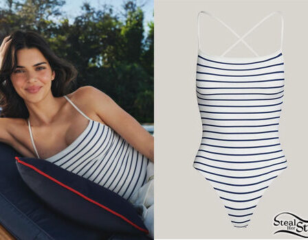 Kendall Jenner: Striped Swimsuit