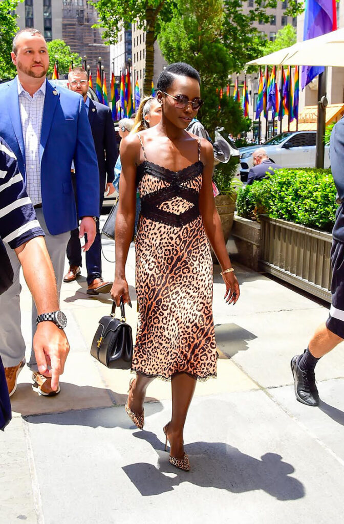 Lupita Nyong'o Rocks Leopard Print Betsey Johnson Promoting 'A Quiet Place: Day One'