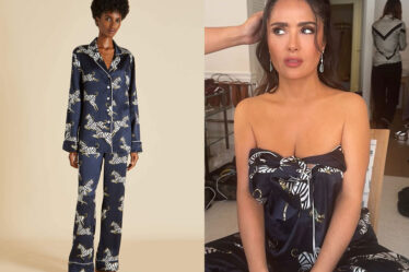 Salma Hayek's Olivia Von Halle Silk Zelda Lila Pyjama Set