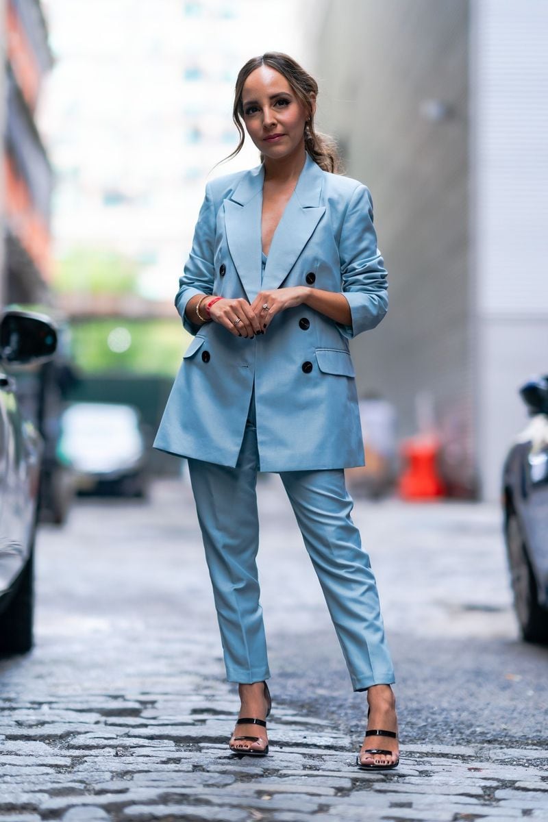 Lilliana Vazquez is seen arriving at the Monse presentation during New York Fashion Week: The Shows at Spring Studio on September 14, 2020, in New York City.