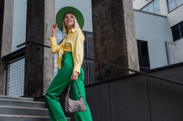 Young Woman in Bold Fashionable Outfit