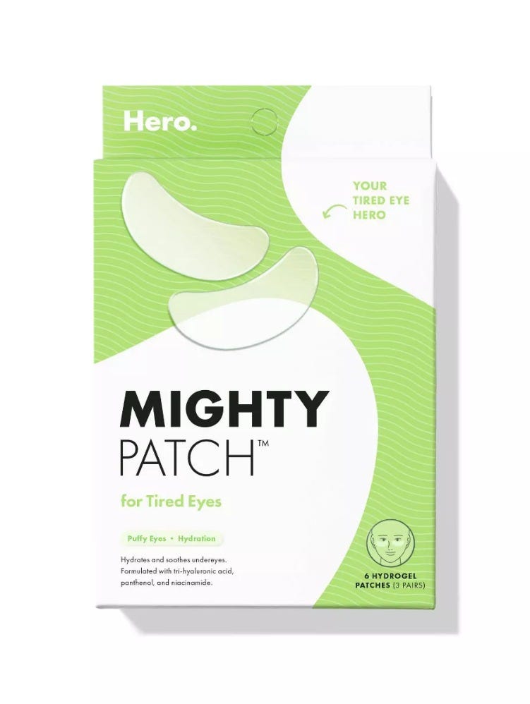 a box of Hero brand 'mighty patch' eye patches 