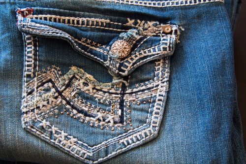 Close up of jeans pocket