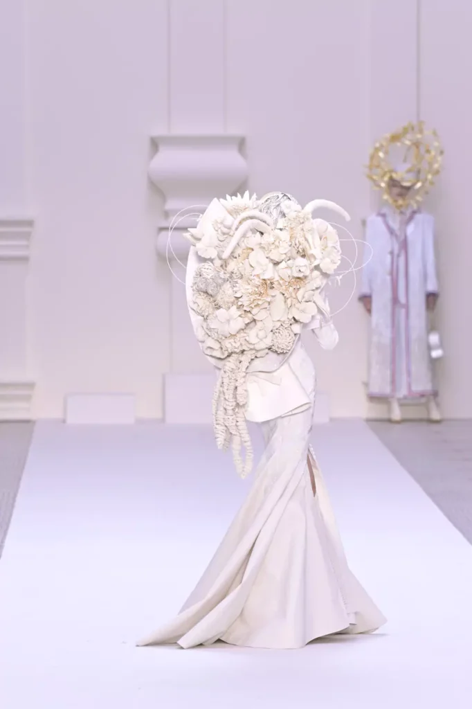 Anna Cleveland walks the runway during the Thom Browne Haute Couture Fall/Winter 2024-2025 show, Paris Fashion Week, June 24, 2024 | Photo by Kristy Sparow/Getty Images