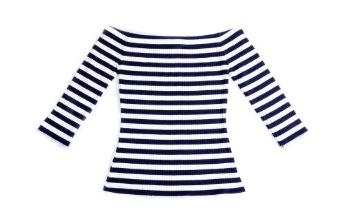 Nautical Striped Boat Neck Shirt Isolated on White