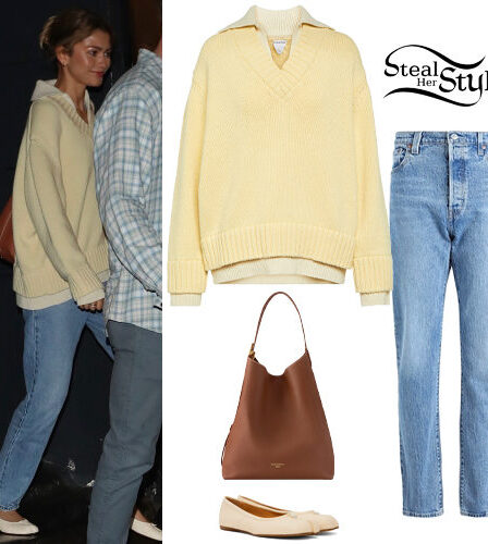 Zendaya: Yellow Sweater, Blue Jeans