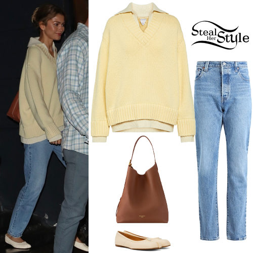 Zendaya: Yellow Sweater, Blue Jeans