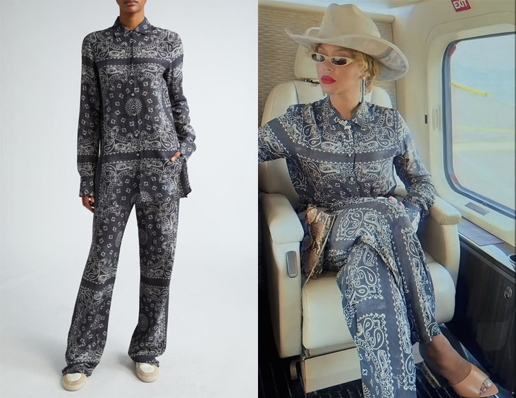 Beyonce's Golden Goose Paisley Print Pajama Shirt & Pants