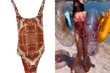 Katy Perry's Hermes One-Piece Printed Swimsuit