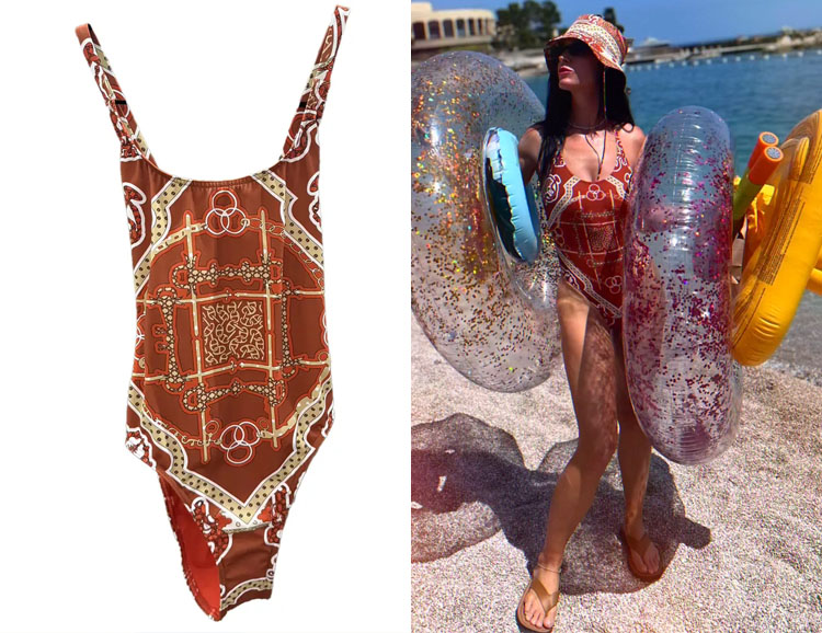 Katy Perry's Hermes One-Piece Printed Swimsuit