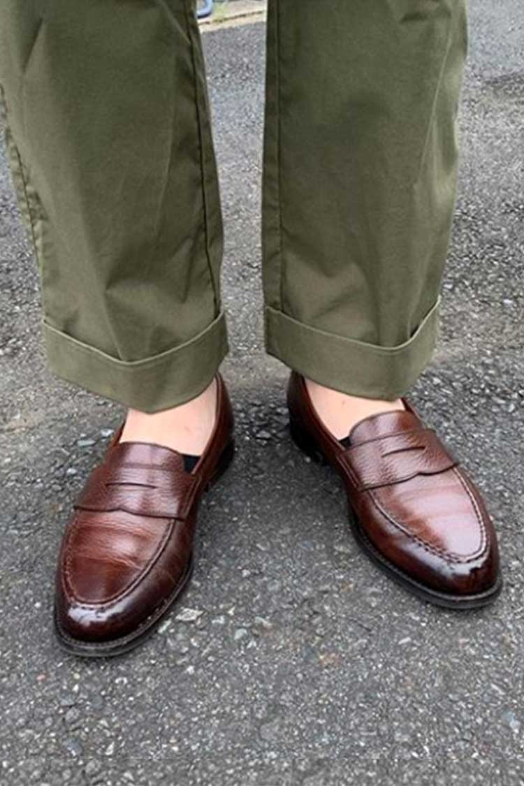 Crockett & Jones dark brown penny loafers