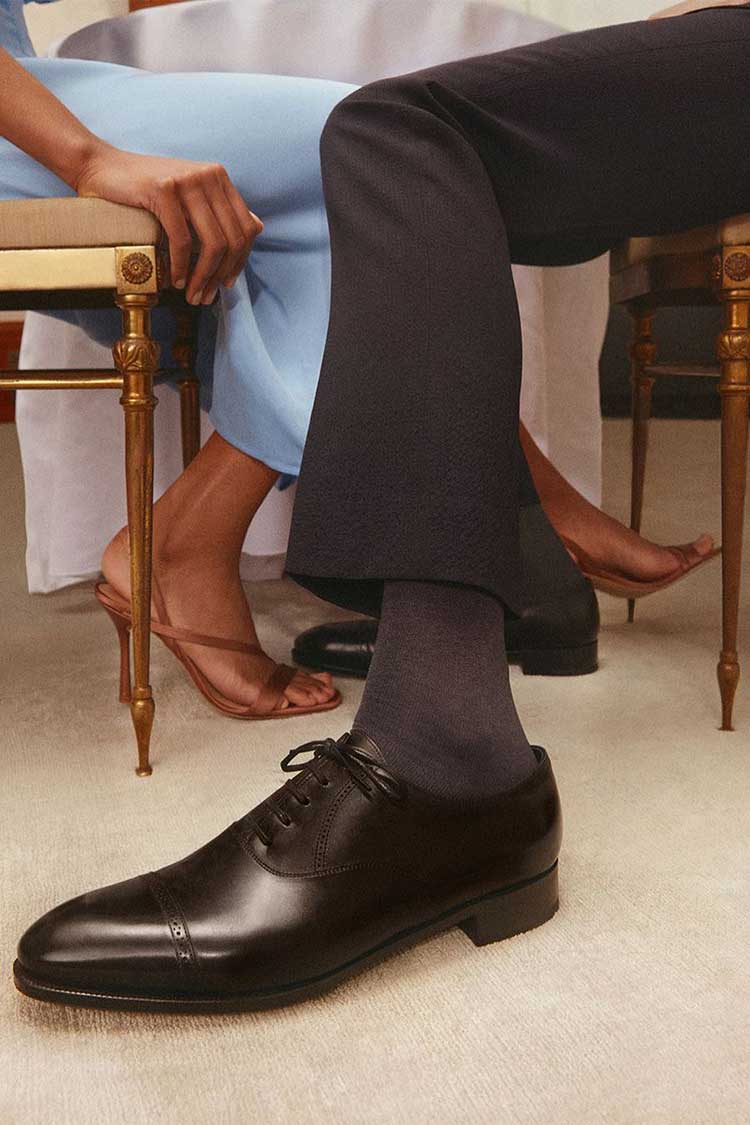 John Lobb black cap-toe Oxford shoes