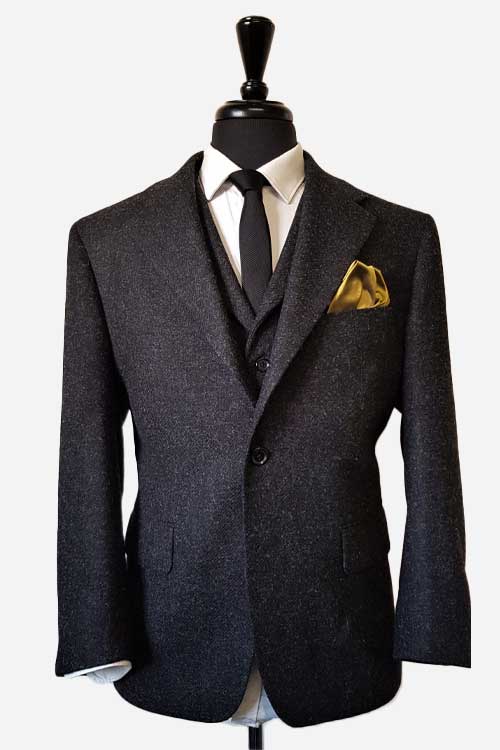 1940s charcoal grey flannel suit vintage style