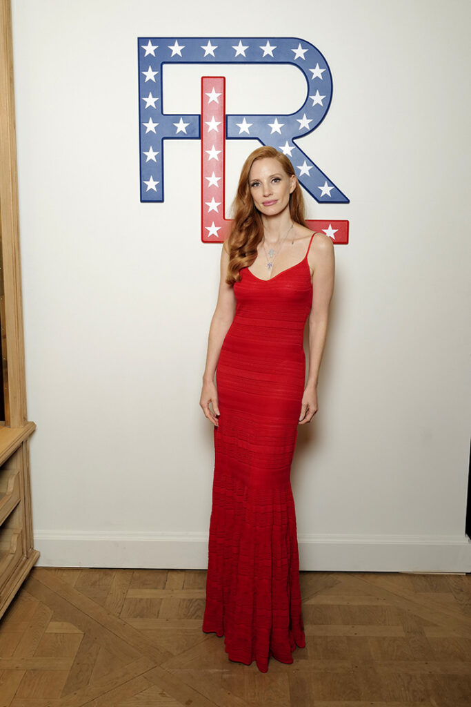 Jessica Chastain attends the Ralph Lauren Team USA celebration