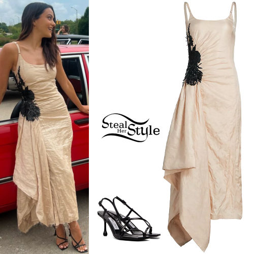 Camila Mendes: Embellished Dress, Black Sandals