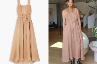 Chrissy Teigen's Le Kasha Assiout Belted Linen-Gauze Maxi Dress