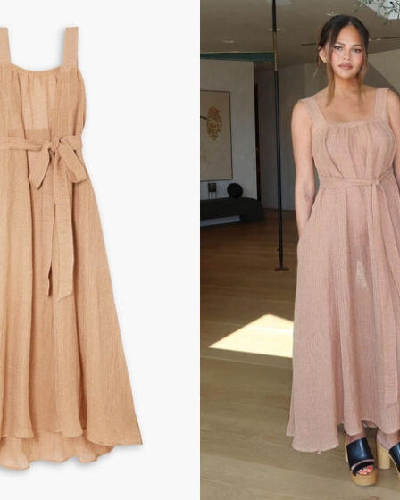 Chrissy Teigen's Le Kasha Assiout Belted Linen-Gauze Maxi Dress