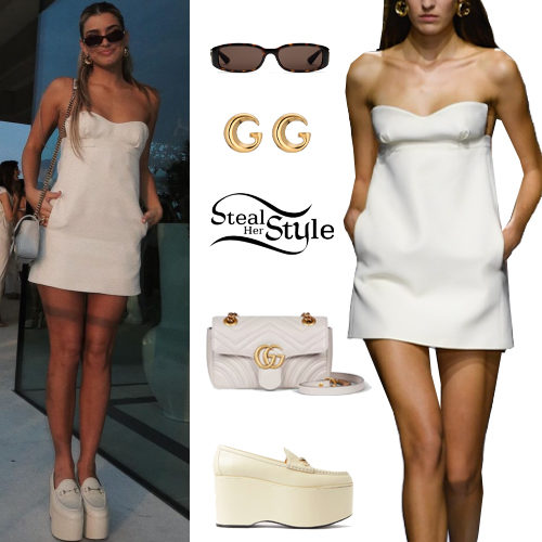 Dixie D’Amelio: White Mini Dress and Platforms