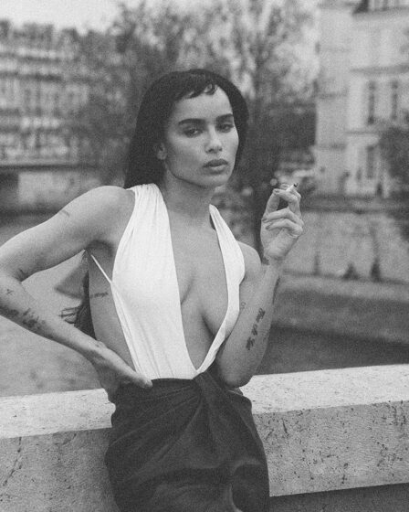 Image may contain Zoë Kravitz Body Part Finger Hand Person Photography Face Head Portrait Clothing and Shorts