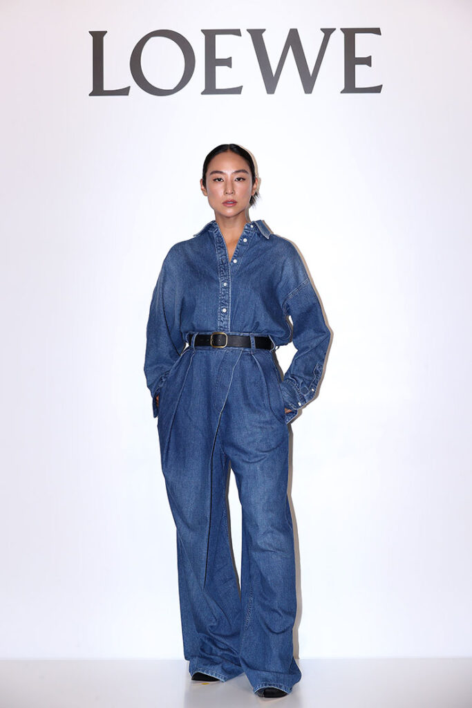 Greta Lee Delivered A Fresh Take On The Canadian Tuxedo For The CASA LOEWE Seoul Opening