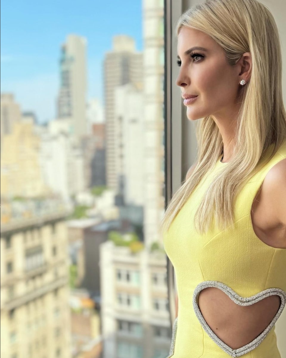 Ivanka Trump looks stunning in heart cut-out dress and diamond earrings