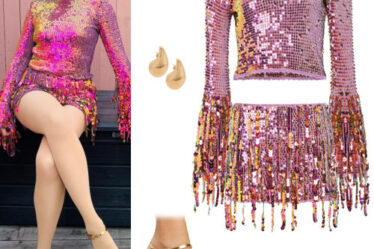 Jessie J: Sequin Crochet Top and Skirt