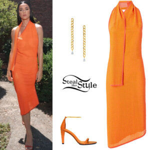 Katy Perry: Orange Dress and Sandals