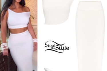 Kim Kardashian: White Top and Skirt