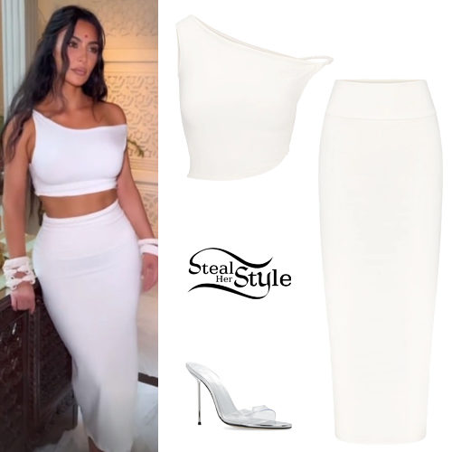 Kim Kardashian: White Top and Skirt