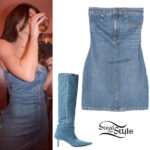 Kylie Jenner: Denim Mini Dress And Boots - Fashnfly