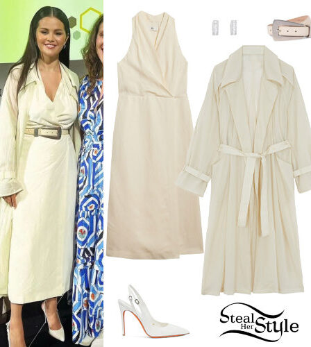 Selena Gomez: Linen Dress and Coat