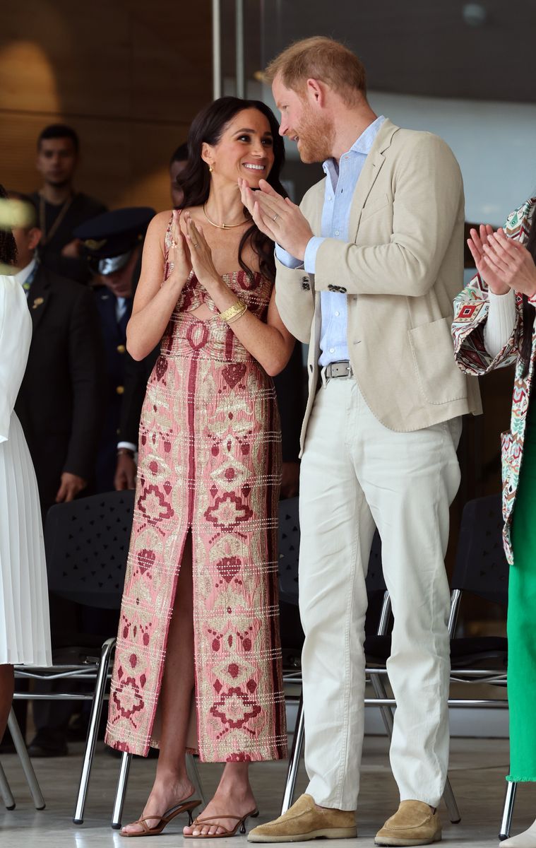 Meghan, Duchess of Sussex, and Prince Harry, Duke of Sussex, are seen at Centro Nacional de las Artes Delia Zapata during The Duke and Duchess of Sussex's Colombia Visit on August 15, 2024, in Bogota, Colombia. (Photo by Eric Charbonneau/Archewell Foundation via Getty Images)