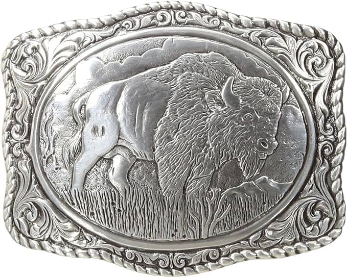 Nocona Men’s Crumrine Silver Bison Scalloped Buckle