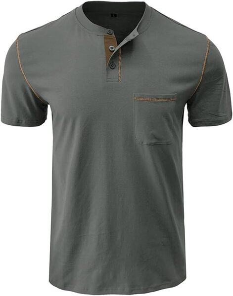 Aulemen Men's Henley Casual T-Shirt with Pocket