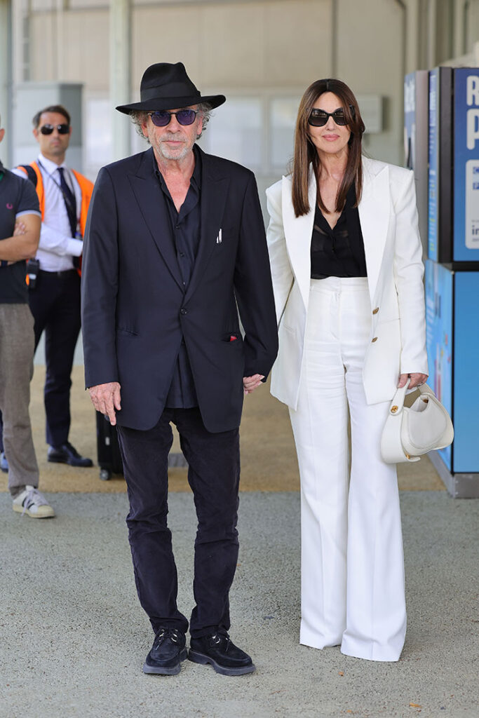 Tim Burton and Monica Bellucci  are seen arriving ahead of the 81st Venice International Film Festival 2024