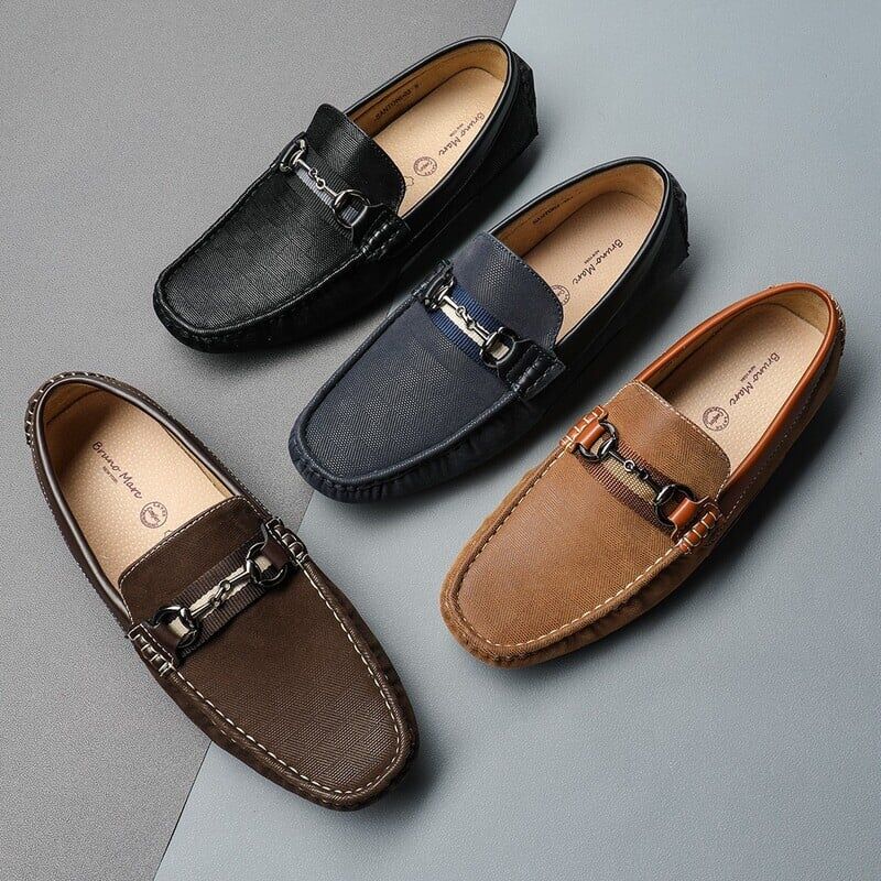 a collection of Moccasins Penny Loafers by Bruno Marc