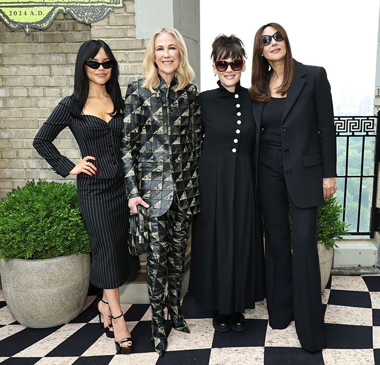 Jenna Ortega, Catherine O'Hara, Winona Ryder and Monica Bellucci attend the  "Beetlejuice Beetlejuice" New York Photo Call