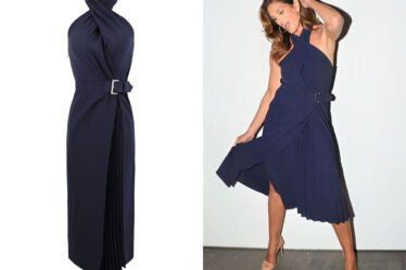 Cindy Crawford's A.L.C. Fiona Navy Pleated Dress