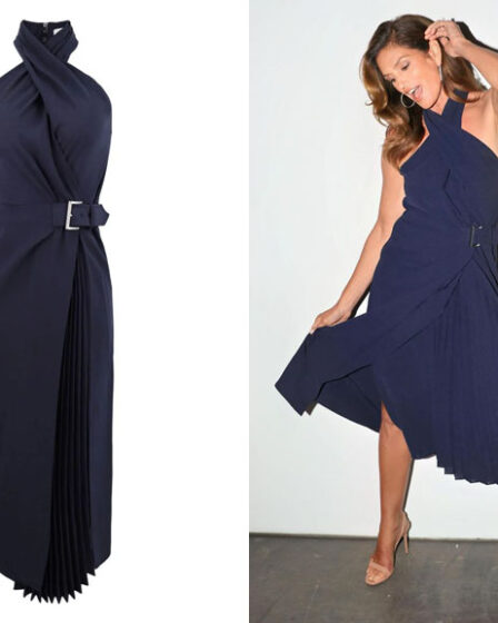 Cindy Crawford's A.L.C. Fiona Navy Pleated Dress