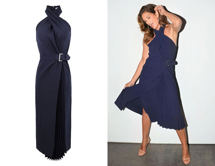 Cindy Crawford's A.L.C. Fiona Navy Pleated Dress