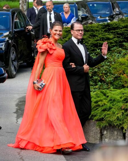 Crown Princess Victoria and Prince Daniel seen arriving at the wedding in Norway on Aug. 31, 2024