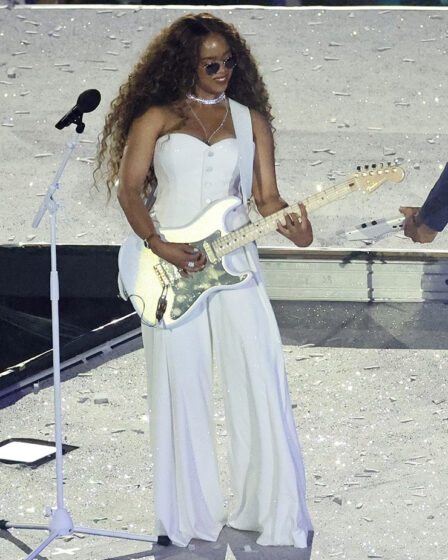 H.E.R performs during the closing ceremony of the Paris 2024 Olympic Games