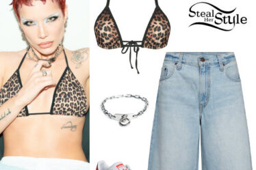 Halsey: Leopard Bikini, Baggy Shorts