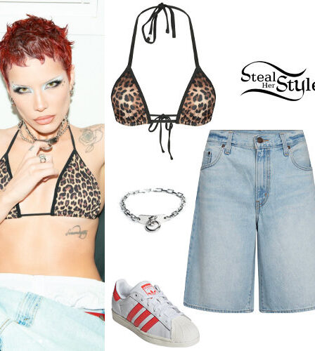 Halsey: Leopard Bikini, Baggy Shorts