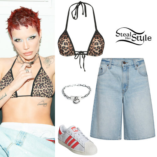 Halsey: Leopard Bikini, Baggy Shorts