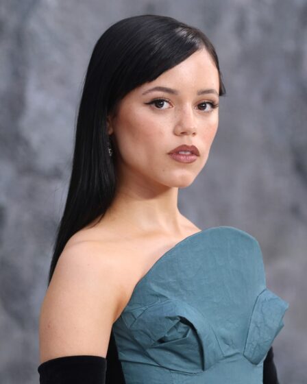 Image may contain Jenna Ortega Black Hair Hair Person Face Head Photography Portrait Adult Clothing and Dress