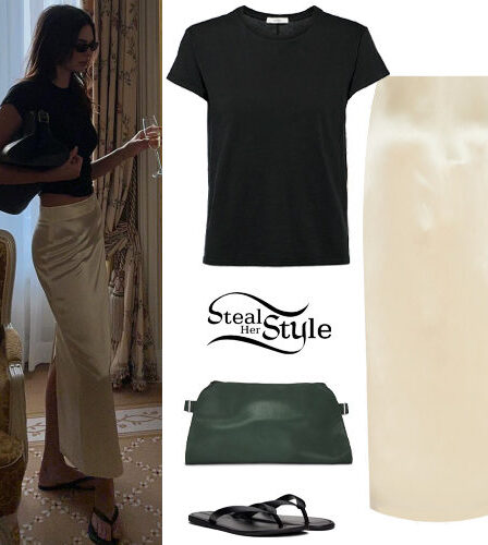 Kendall Jenner: Black Tee, Maxi Skirt