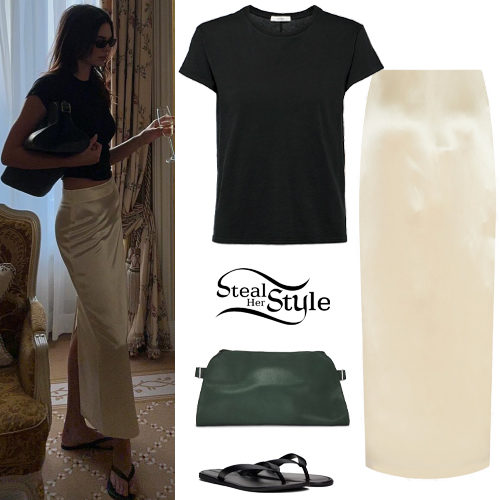 Kendall Jenner: Black Tee, Maxi Skirt