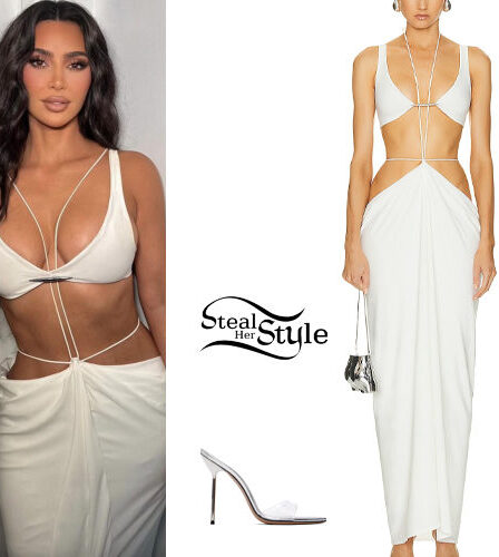 Kim Kardashian: White Dress, PVC Mules