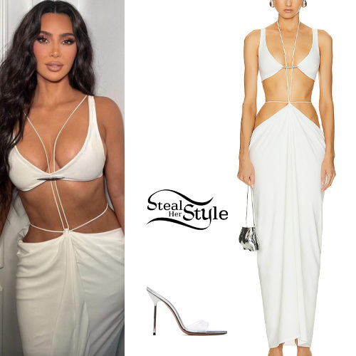 Kim Kardashian: White Dress, PVC Mules